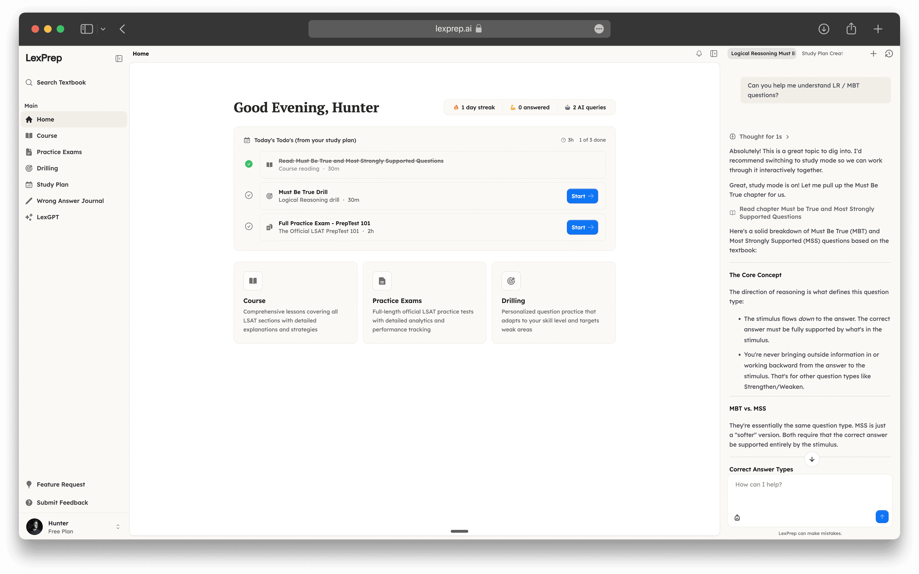 LexPrep monitor preview